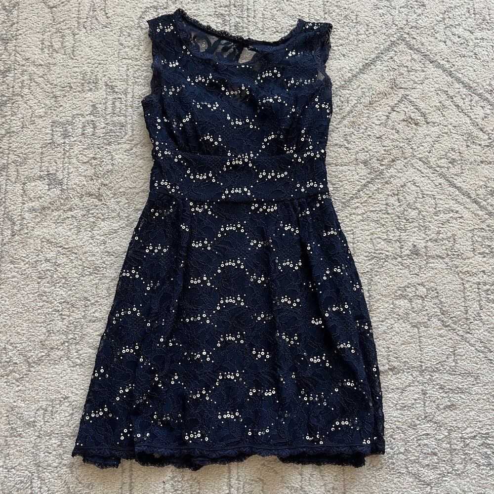 Size 5/6 B Darlin Navy Sequen Dress